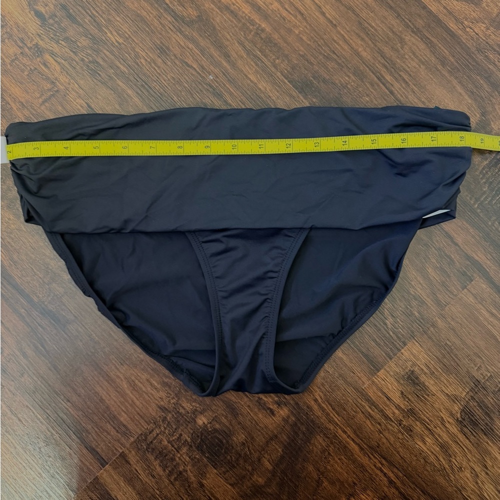Lauren Ralph Lauren Black Fold-Over Side Ruched Bikini Bottom Sz 14 Classic NWT - Picture 7 of 8